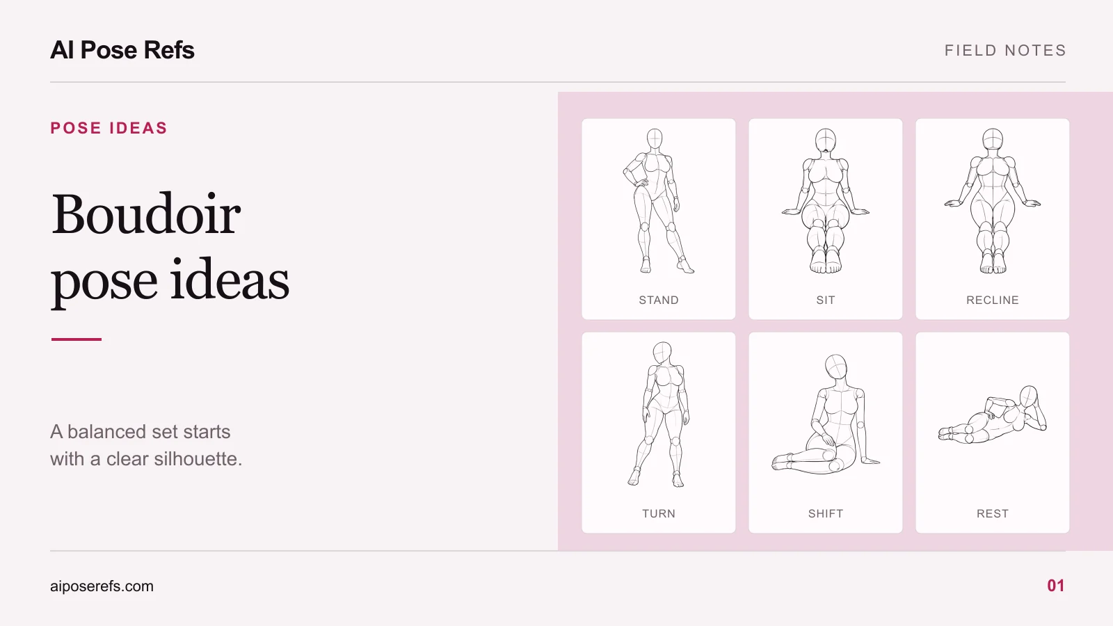 Boudoir pose ideas for AI photoshoots: plan a balanced set