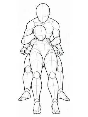 Overlapping figures with legs extended