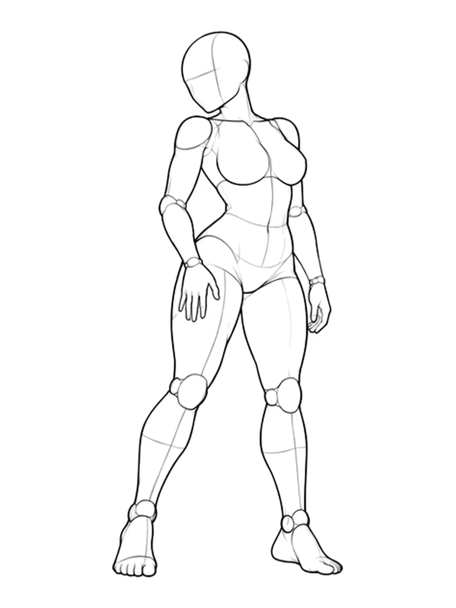 Three-quarter view of a standing drawing mannequin turning its head over one shoulder